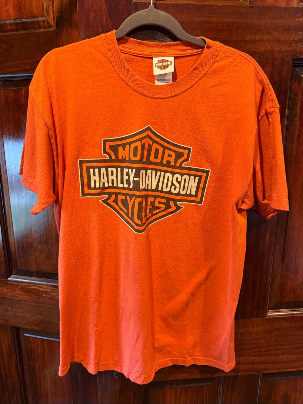 Harley-Davidson Orange Tee with Black & White Shield Logo
